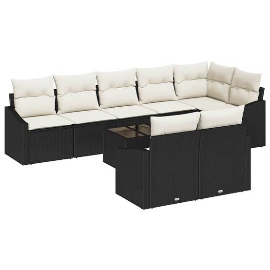 Salon Jardin Familial 9 pcs Polyrotin Marron avec Table et Canapés Modulables Espaces – ComfortXL Outdoor Living - Image 2