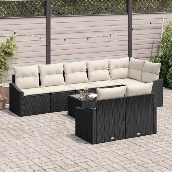 Salon Jardin Familial 9 pcs Polyrotin Marron avec Table et Canapés Modulables Espaces – ComfortXL Outdoor Living - Image 3
