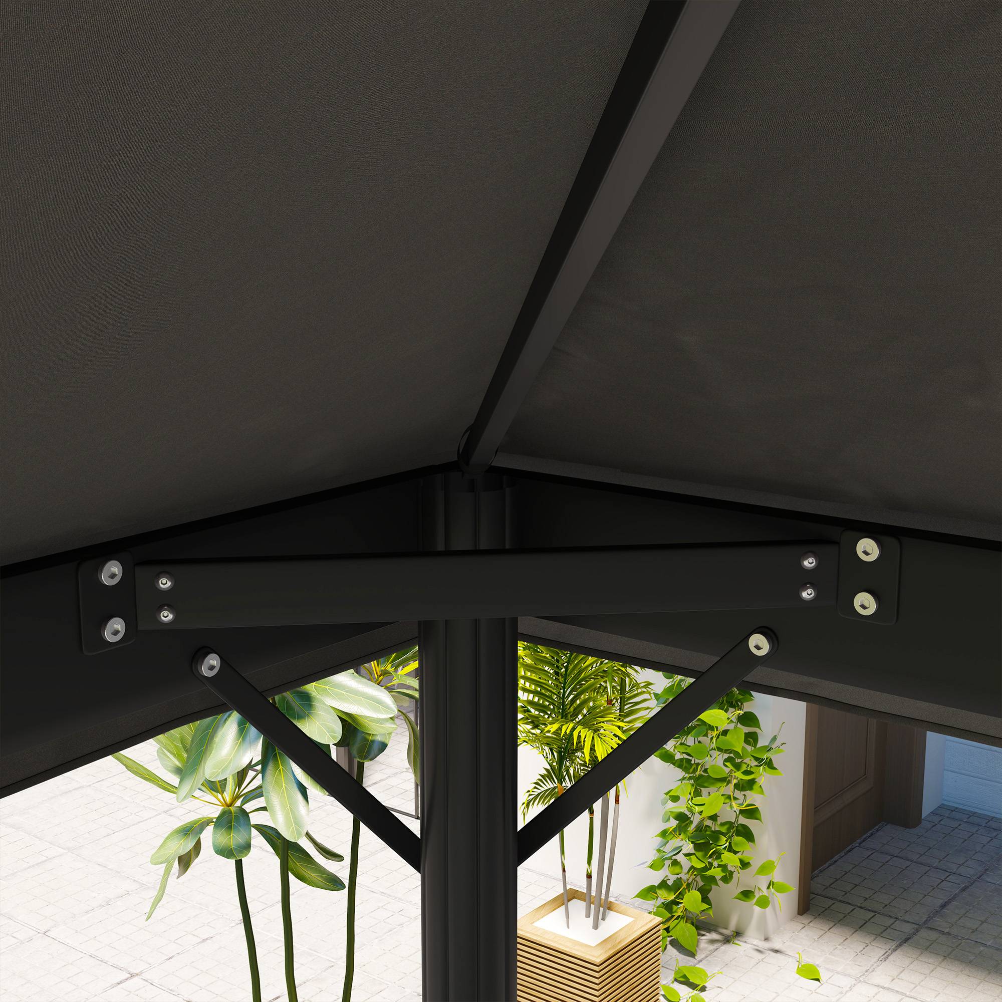 Toit de rechange tonnelle tissu Oxford jardin imperméable double toit 3x4m gris foncé - ComfortXL Outdoor Living - Image 7