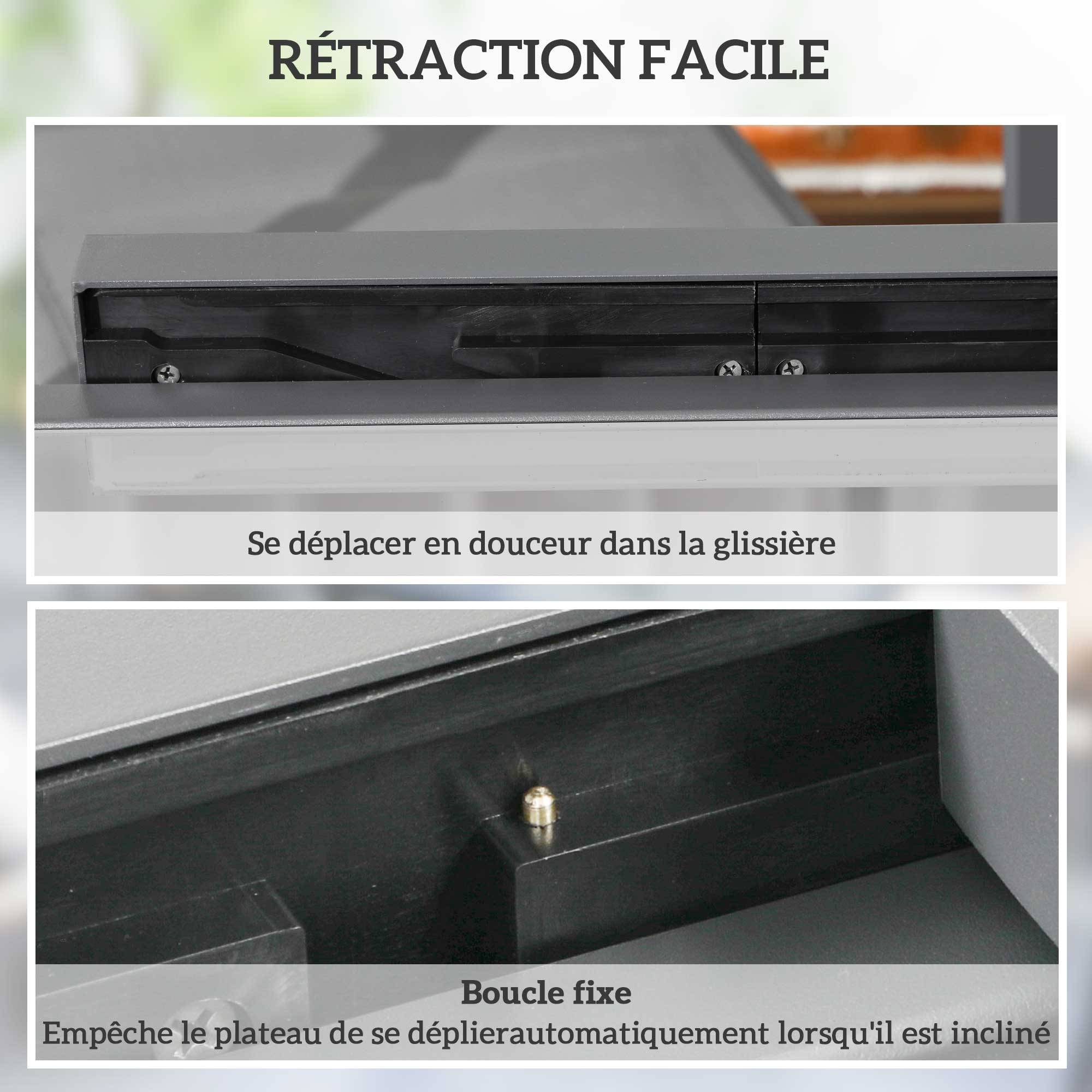 Table Extensible de Jardin Grande Taille dim. dépliées 160 x 80 x 75 cm Aluminium Plateau Verre trempé transparent - Image 7