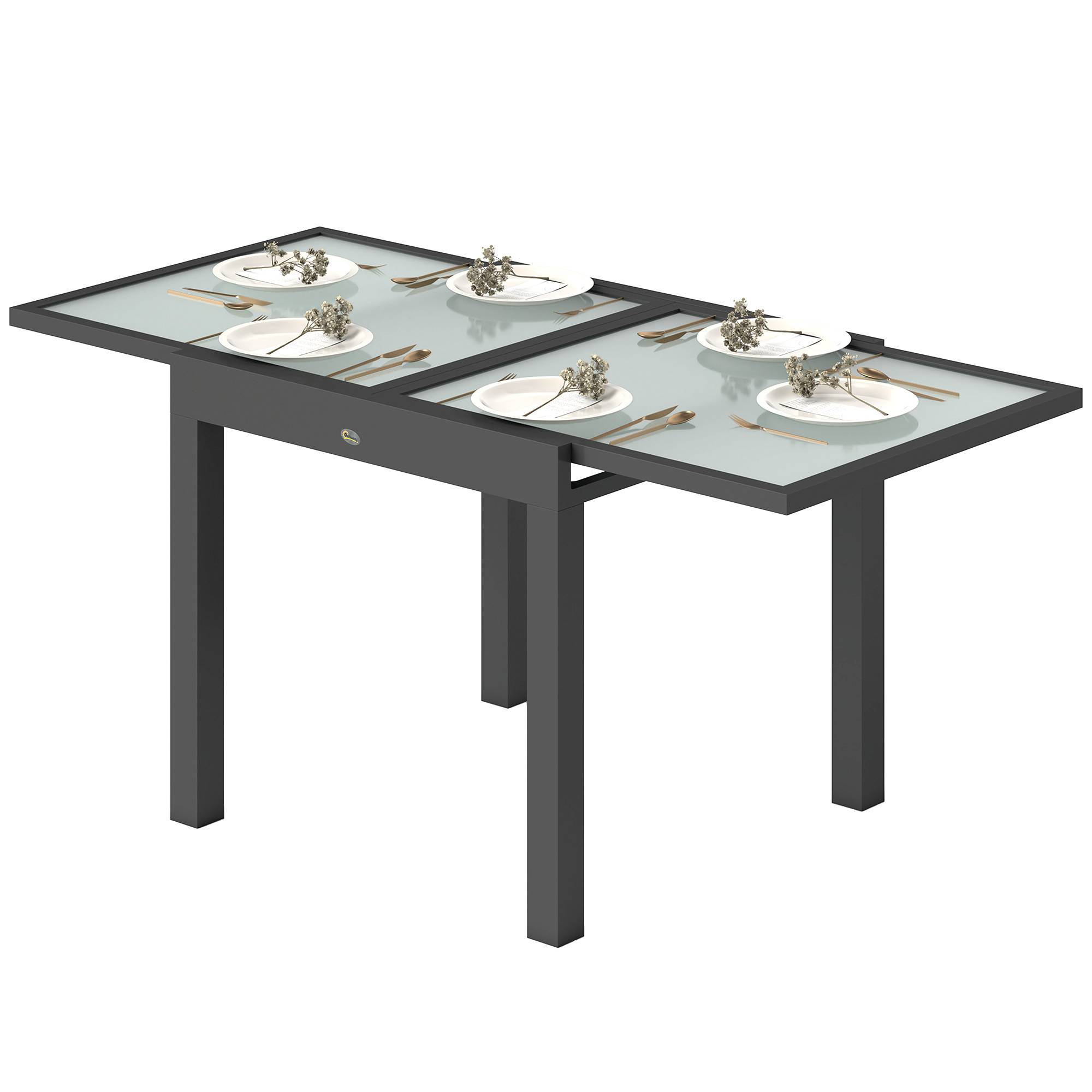 Table Extensible de Jardin Grande Taille dim. dépliées 160 x 80 x 75 cm Aluminium Plateau Verre trempé transparent - Image 2