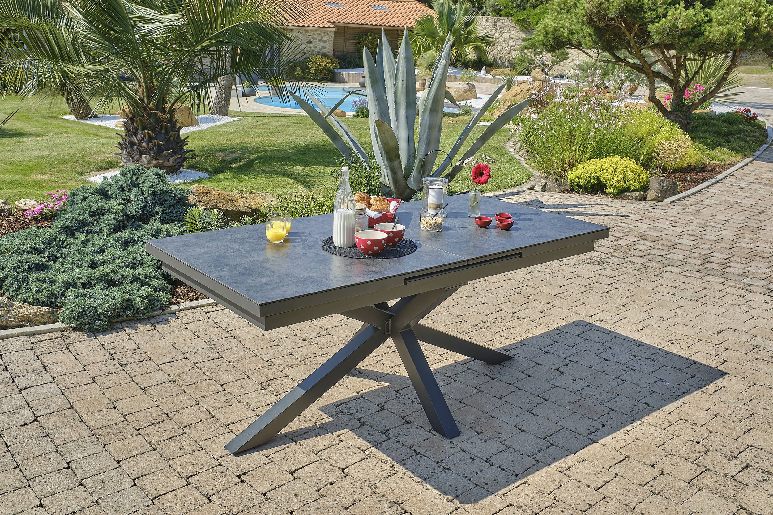 Dcb Garden - Ensemble repas CAICOS 6 places en aluminium plateau HPL - DCB GARDEN - Image 2