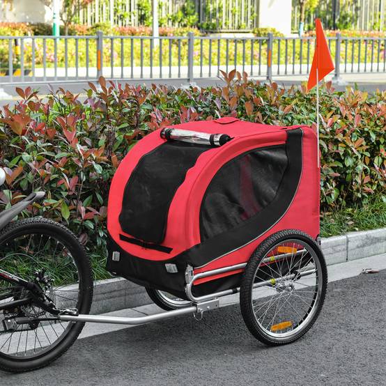 Remorque vélo chien attelage universel acier rouge+noir - Image 4