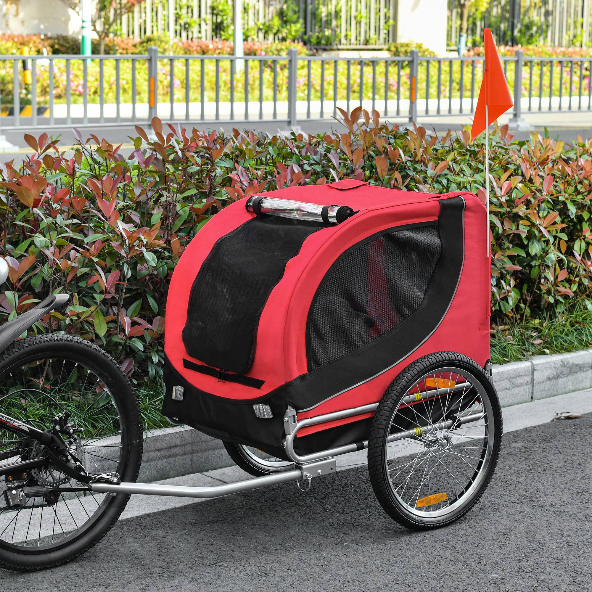 Remorque vélo chien attelage universel acier rouge+noir - Image 4