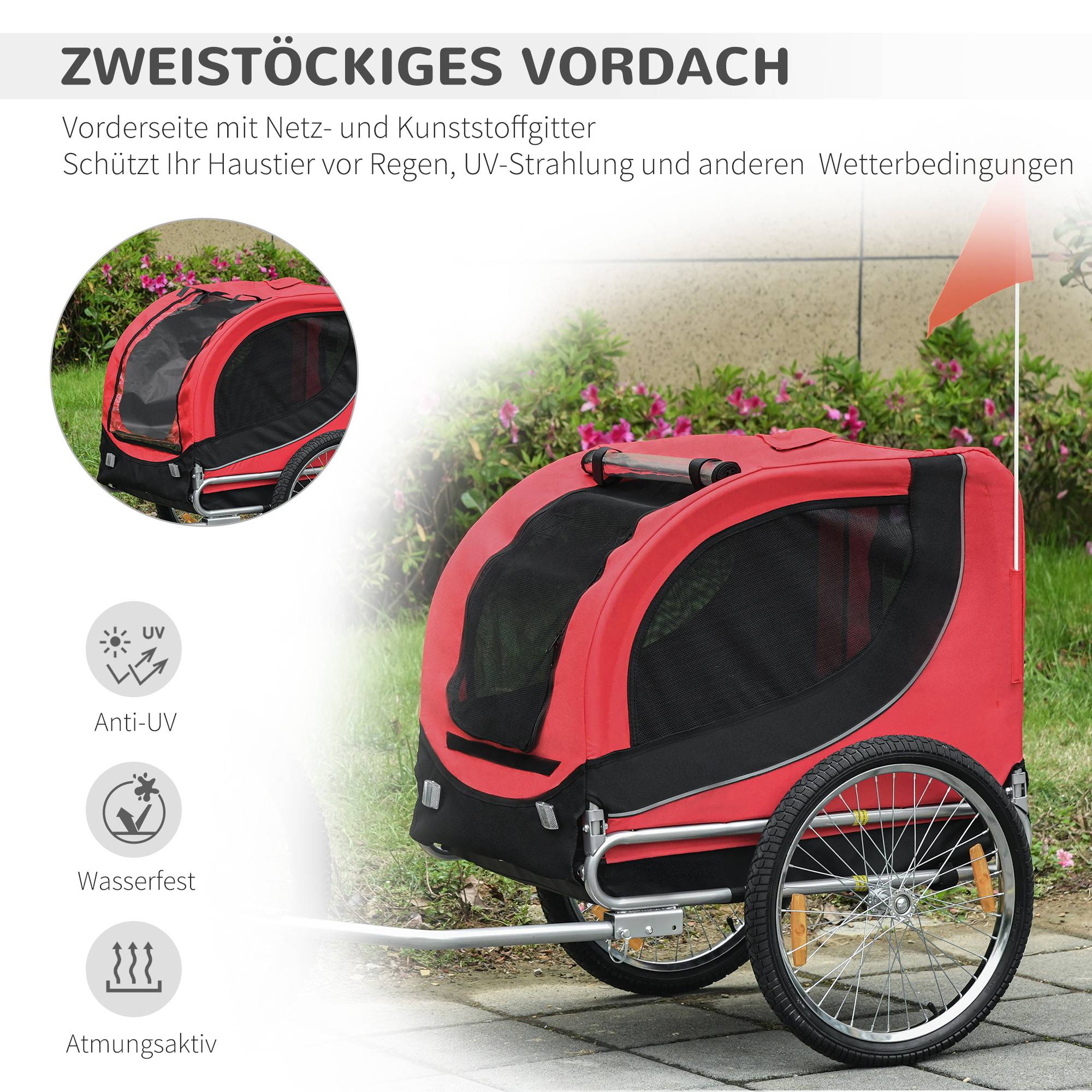 Remorque vélo chien attelage universel acier rouge+noir - Image 9