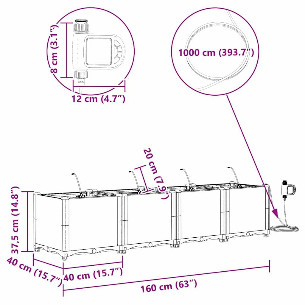 Cache-pot de jardin 4 pcs | Bac à fleurs Gris Clair Acier - Image 8