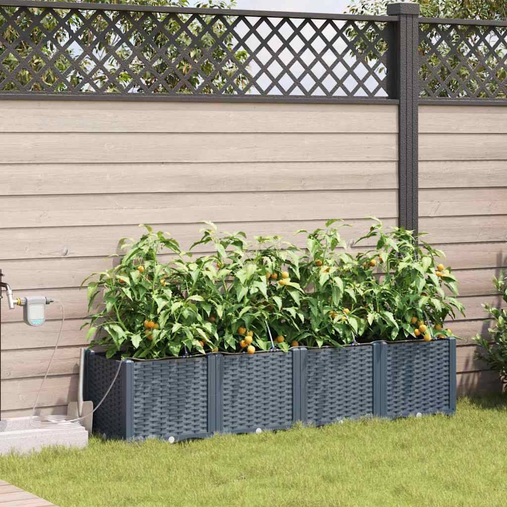 Cache-pot de jardin 4 pcs | Bac à fleurs Gris Clair Acier - Image 2