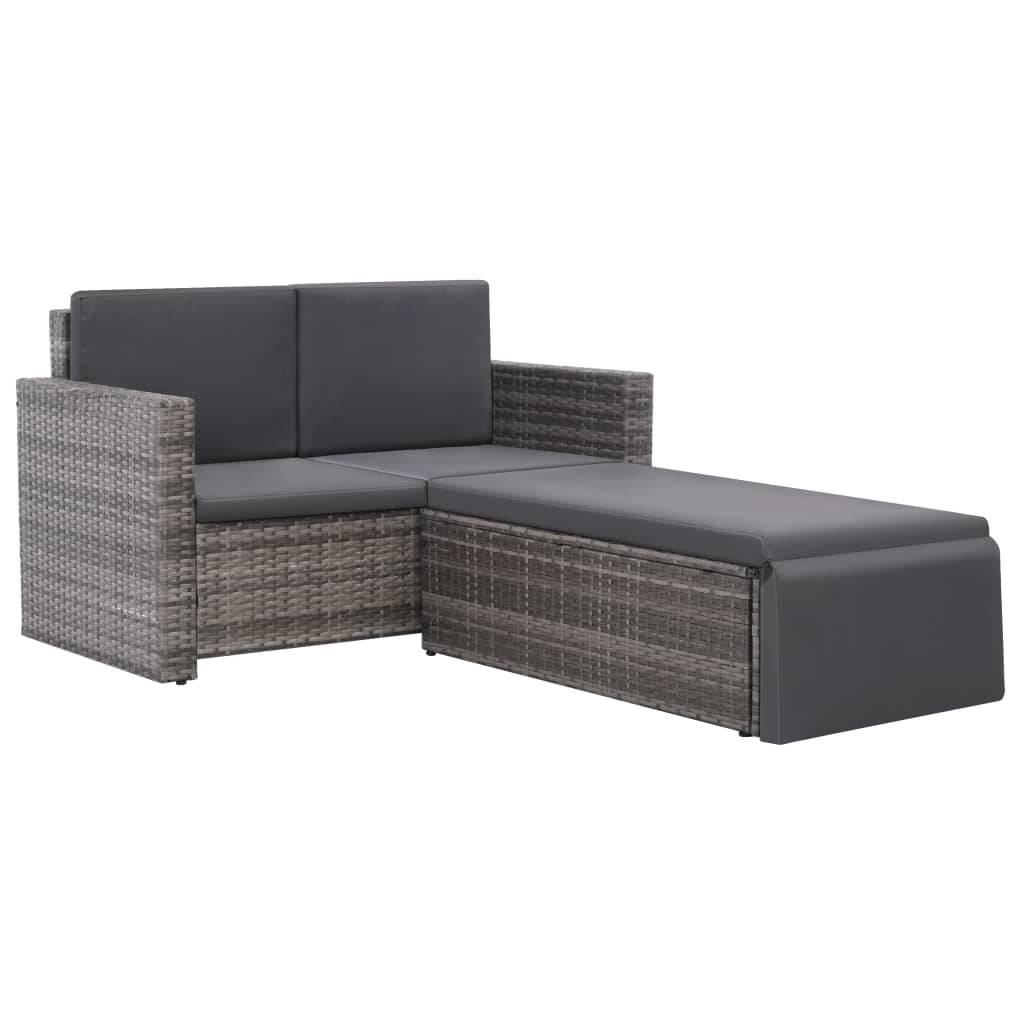 Vidaxl - Salon de jardin 2 pcs avec coussins Résine tressée Gris vidaXL 44422 - Image 2