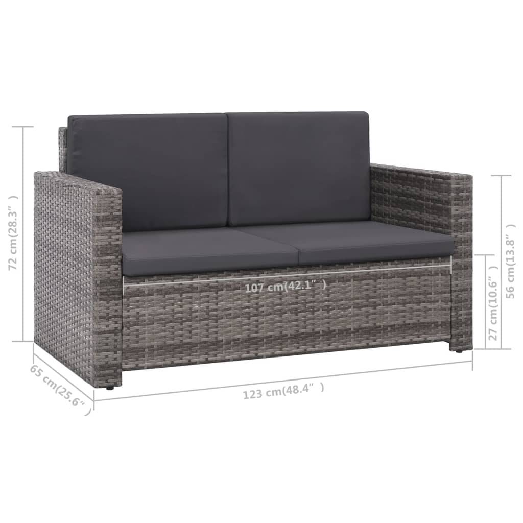 Vidaxl - Salon de jardin 2 pcs avec coussins Résine tressée Gris vidaXL 44422 - Image 3