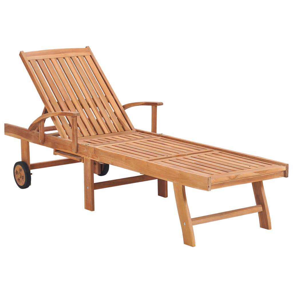 Helloshop26 - Transat chaise longue bain de soleil lit de jardin terrasse meuble d'extérieur avec coussin anthracite bois de teck solide - Image 2