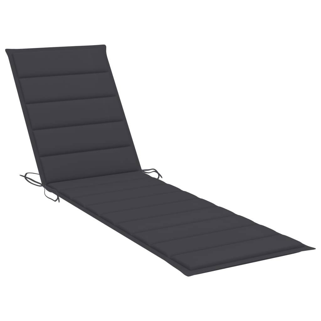 Helloshop26 - Transat chaise longue bain de soleil lit de jardin terrasse meuble d'extérieur avec coussin anthracite bois de teck solide - Image 7