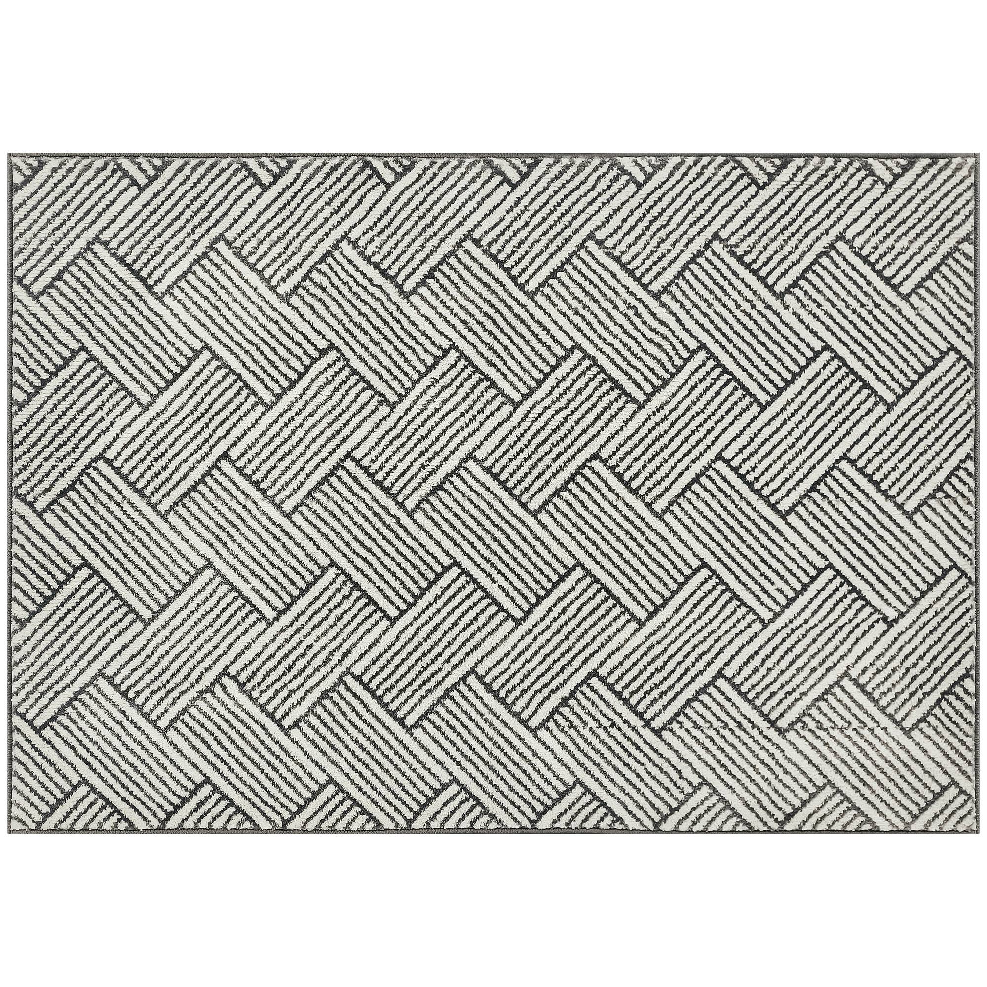 Sans Marque - Tapis salon 200x140 cm poils courts lavable machine hypoallergénique salon chambre bureau gris - Image 1