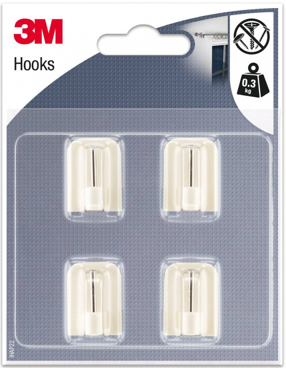 Lot de 4 crochets adhésif 3M, blanc 3M - Image 1