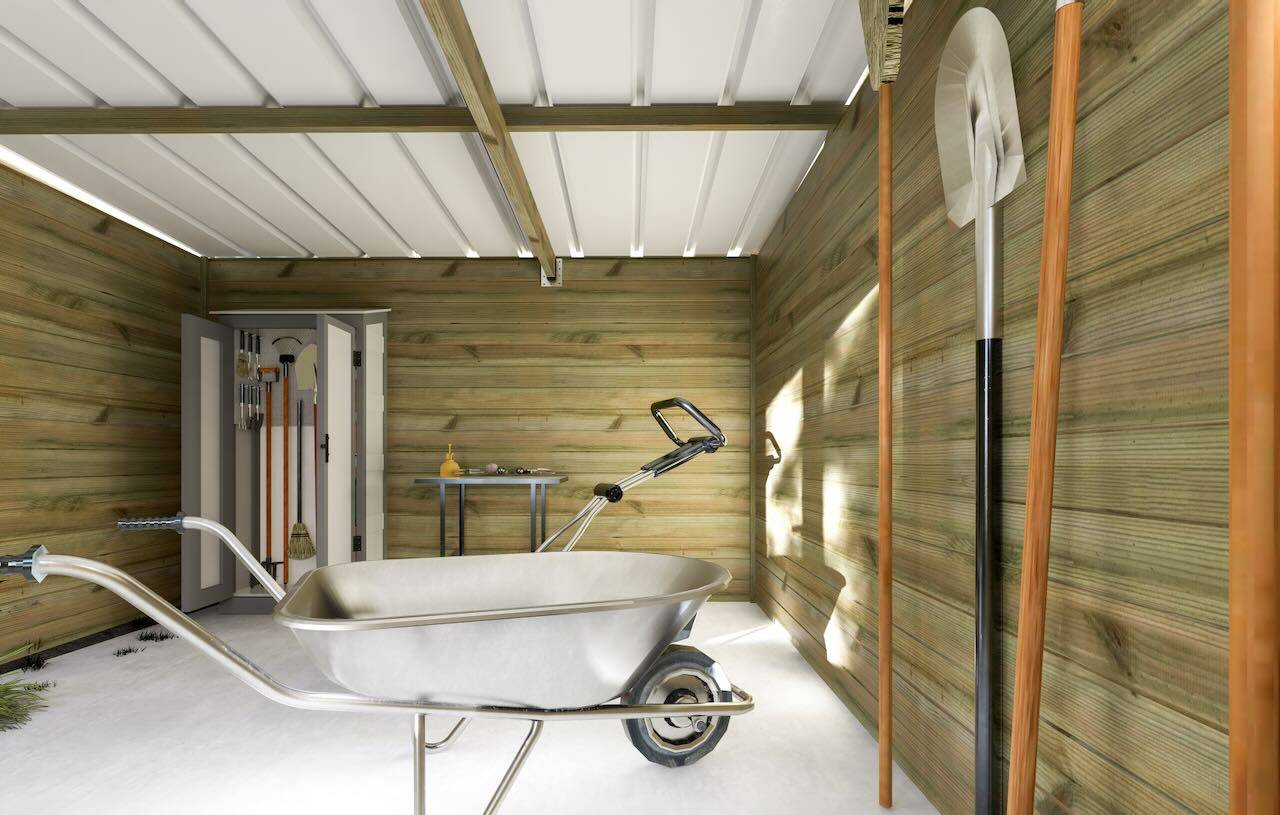Abri Français - ABRI DE JARDIN bois  autoclave 27mm - 4,44x2,64m / 12m2 - Bac acier - Plancher bois - Image 3