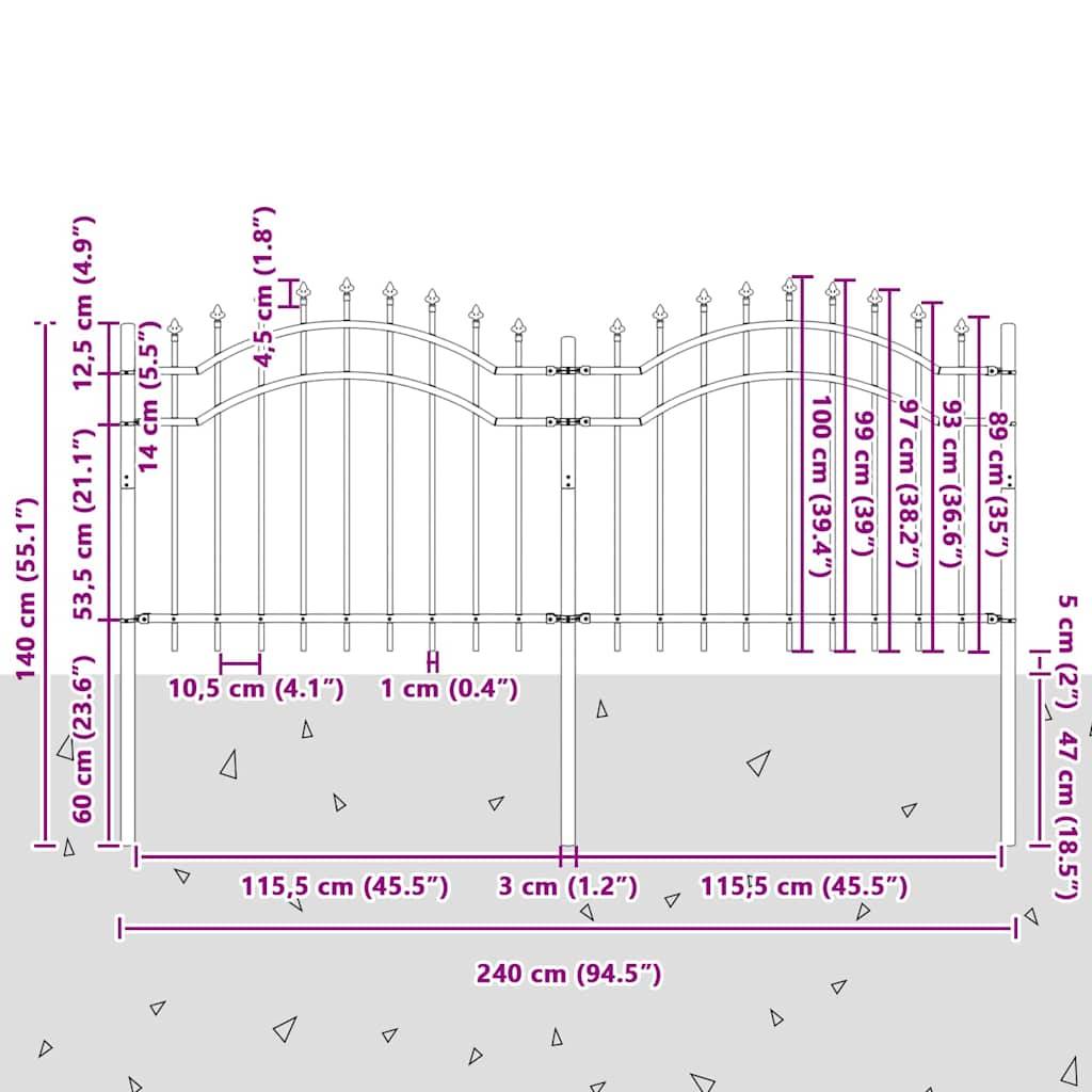 Maison Chic - Clôture de jardin - Panneau de clôture - Palissade Blanc 140 cm Acier peint par poudre g463 - Image 5