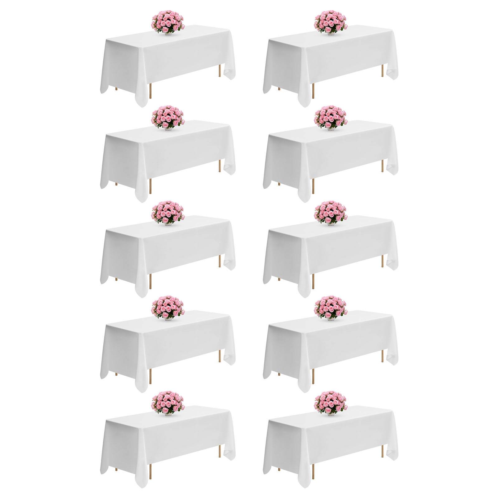 Vevor - VEVOR Nappe rectangulaire blanche en polyester 1778x3048 mm 10 pcs pour mariage - Image 1