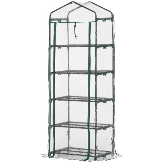 Serre de balcon acier et plastique pour semis 5 étagères 69x49x193cm transparent - ComfortXL Outdoor Living - Image 2