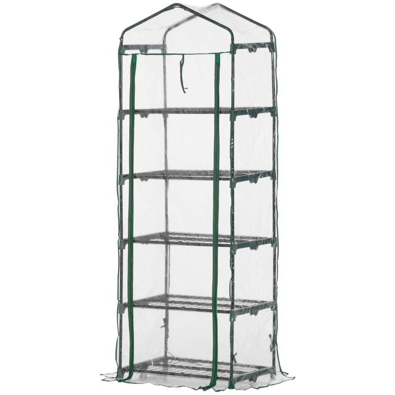 Serre de balcon acier et plastique pour semis 5 étagères 69x49x193cm transparent - ComfortXL Outdoor Living - Image 2