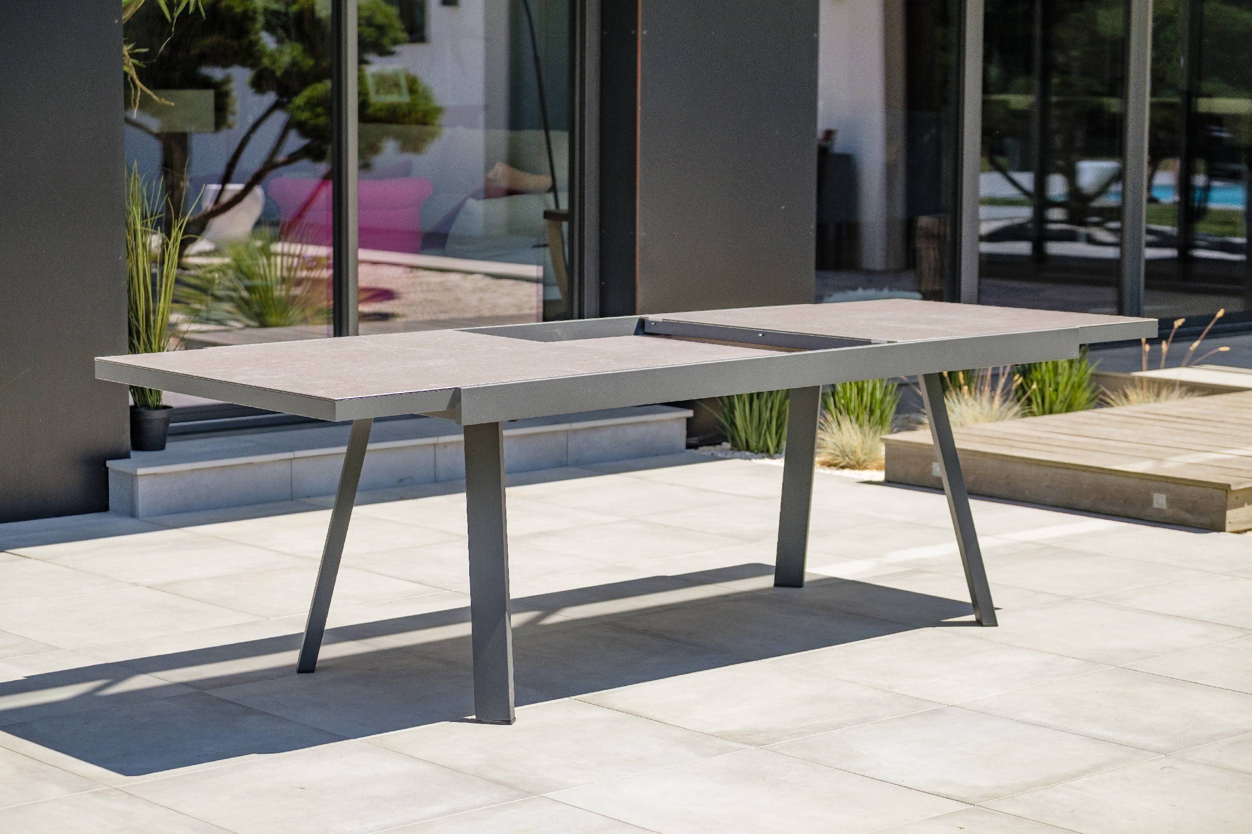 Dcb Garden - Ensemble repas de jardin 12 places en céramique sur verre - Gris anthracite - STOCKHOLM - Image 3