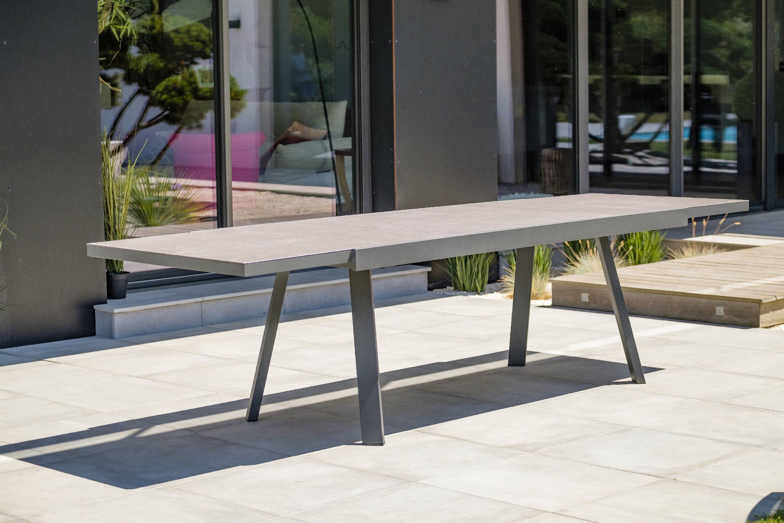 Dcb Garden - Ensemble repas de jardin 12 places en céramique sur verre - Gris anthracite - STOCKHOLM - Image 8