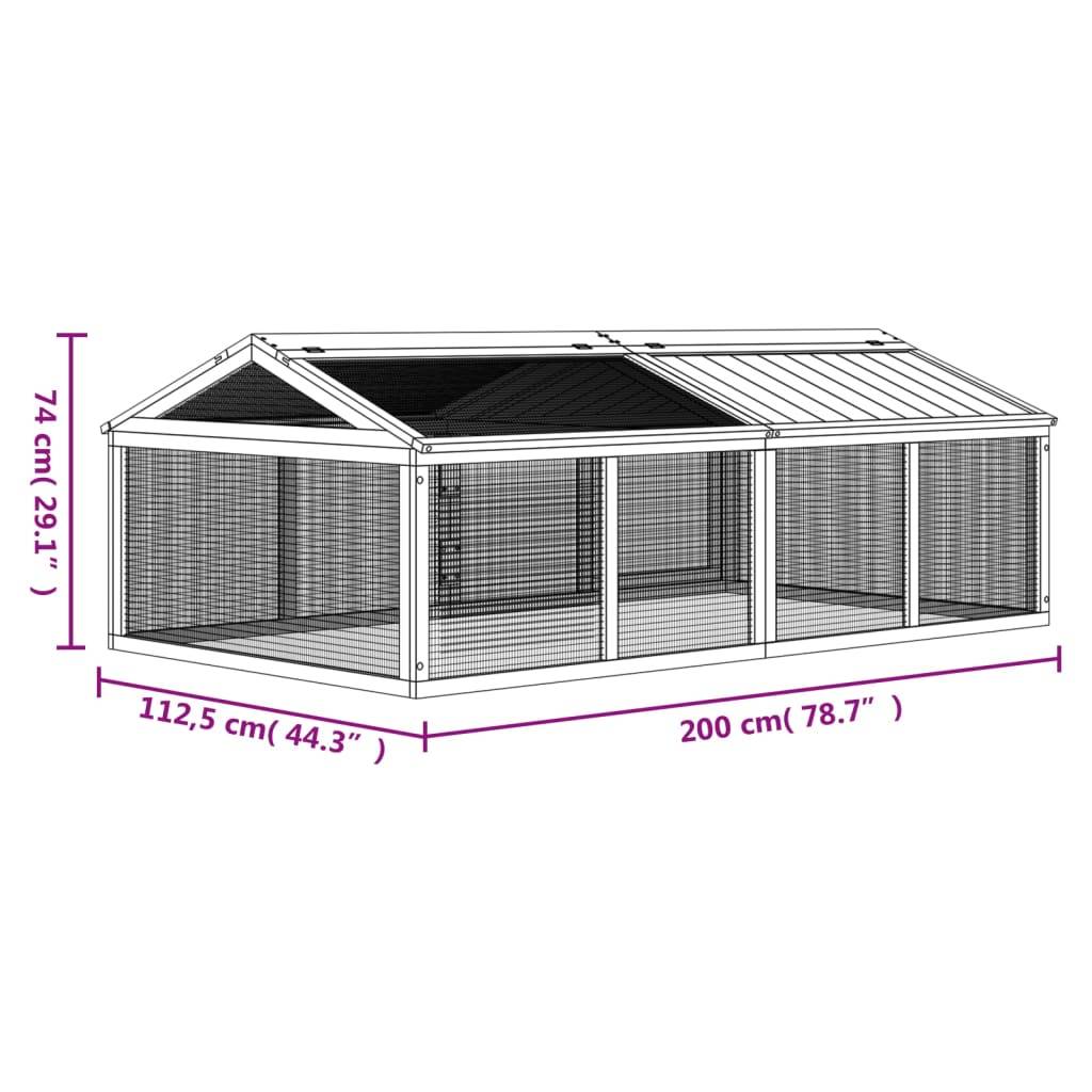 Vidaxl - Enclos animaux marron 200x112,5x74 cm bois massif de pin vidaXL 172300 - Image 3