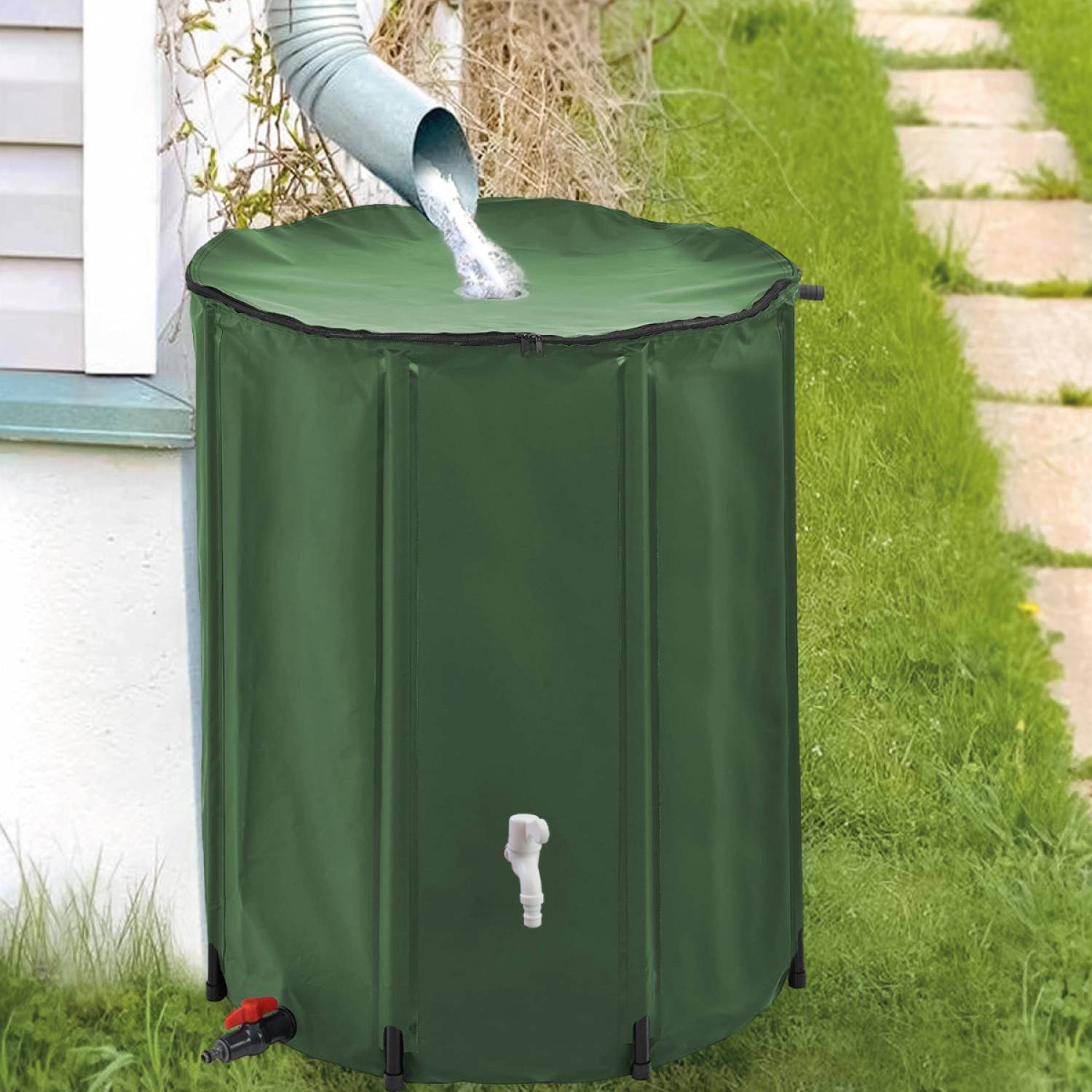 Linxor - Réservoir souple, récupérateur d'eau de pluie pliable - 1000 L - Vert - Linxor - Image 3