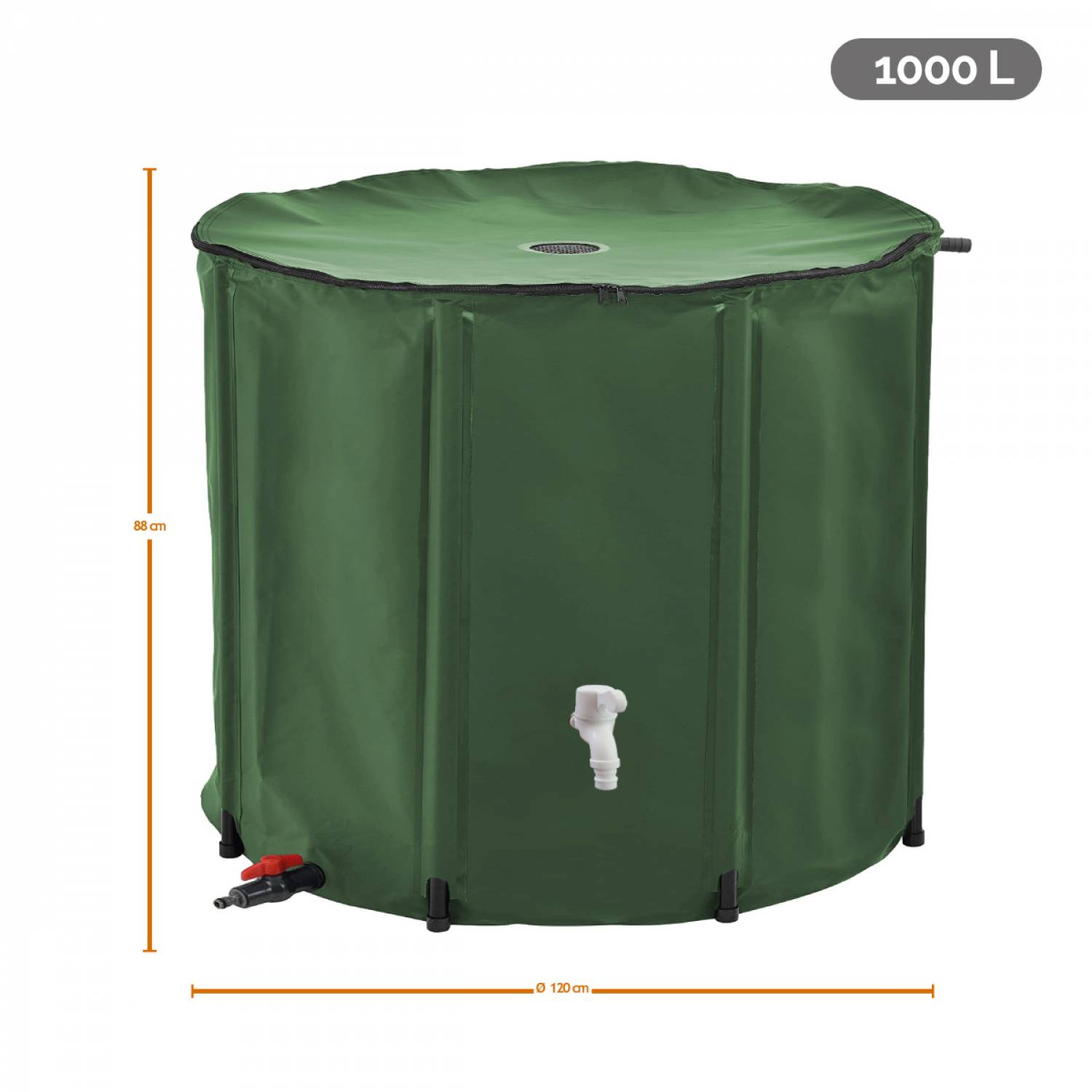 Linxor - Réservoir souple, récupérateur d'eau de pluie pliable - 1000 L - Vert - Linxor - Image 2