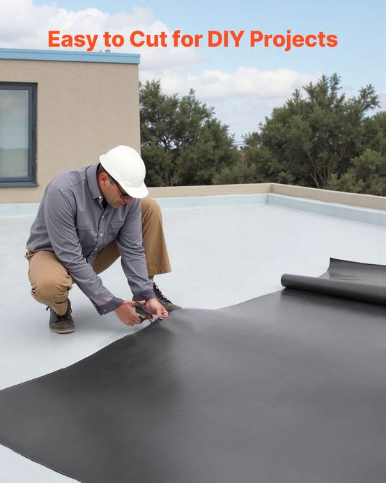 Vevor - VEVOR Rouleau de toiture 4,572 x 7,62 m, membrane EPDM 1,14 mm, sous-couche étanche et résistante aux UV, pour toits, camping-cars et bassins. - Image 7