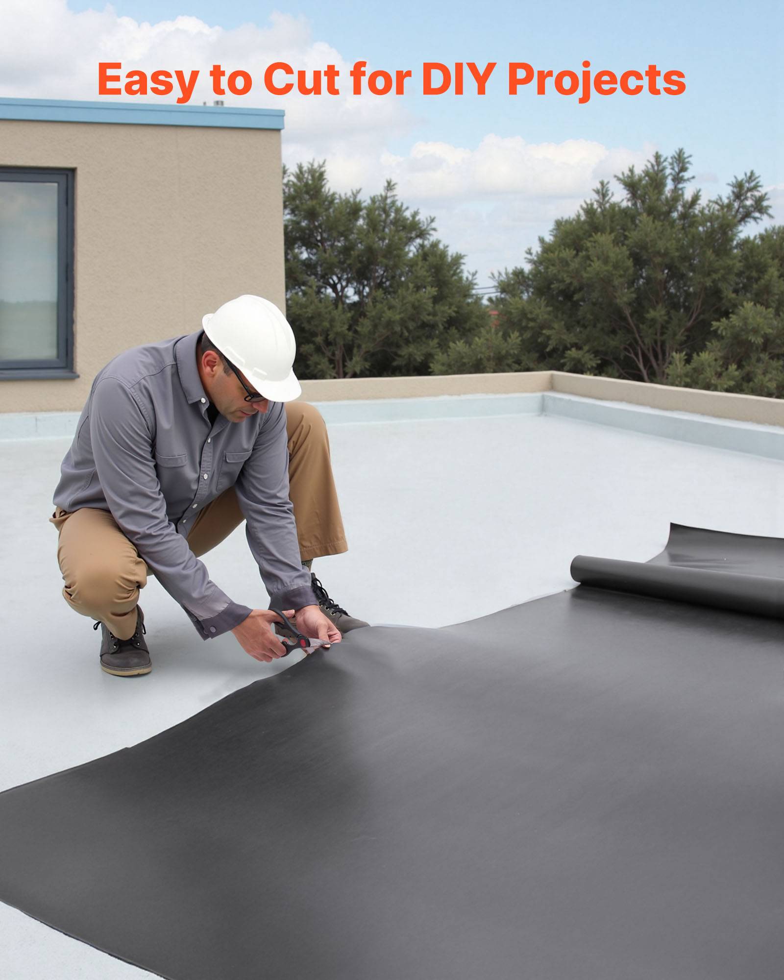 Vevor - VEVOR Rouleau de toiture 4,572 x 7,62 m, membrane EPDM 1,14 mm, sous-couche étanche et résistante aux UV, pour toits, camping-cars et bassins. - Image 7
