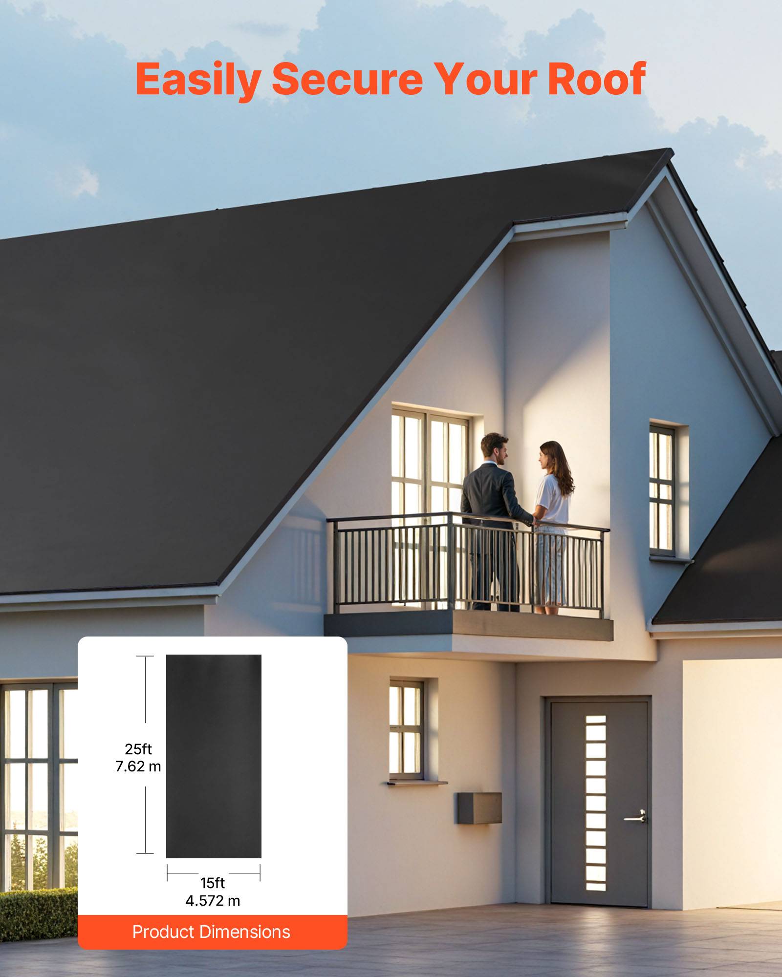 Vevor - VEVOR Rouleau de toiture 4,572 x 7,62 m, membrane EPDM 1,14 mm, sous-couche étanche et résistante aux UV, pour toits, camping-cars et bassins. - Image 3