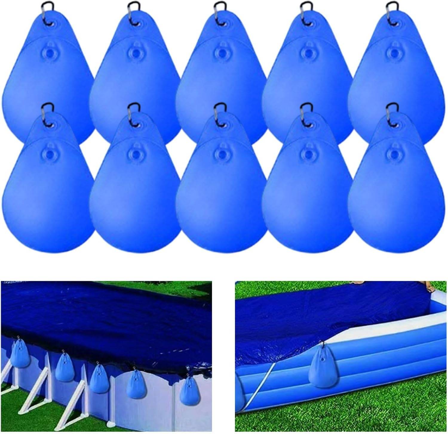 Accessoires de piscine -Lot de 8 sacs de suspension pour bâche de piscine, bleu foncé, avec crochets, 34,5 x 24 cm-Lytech - Image 6