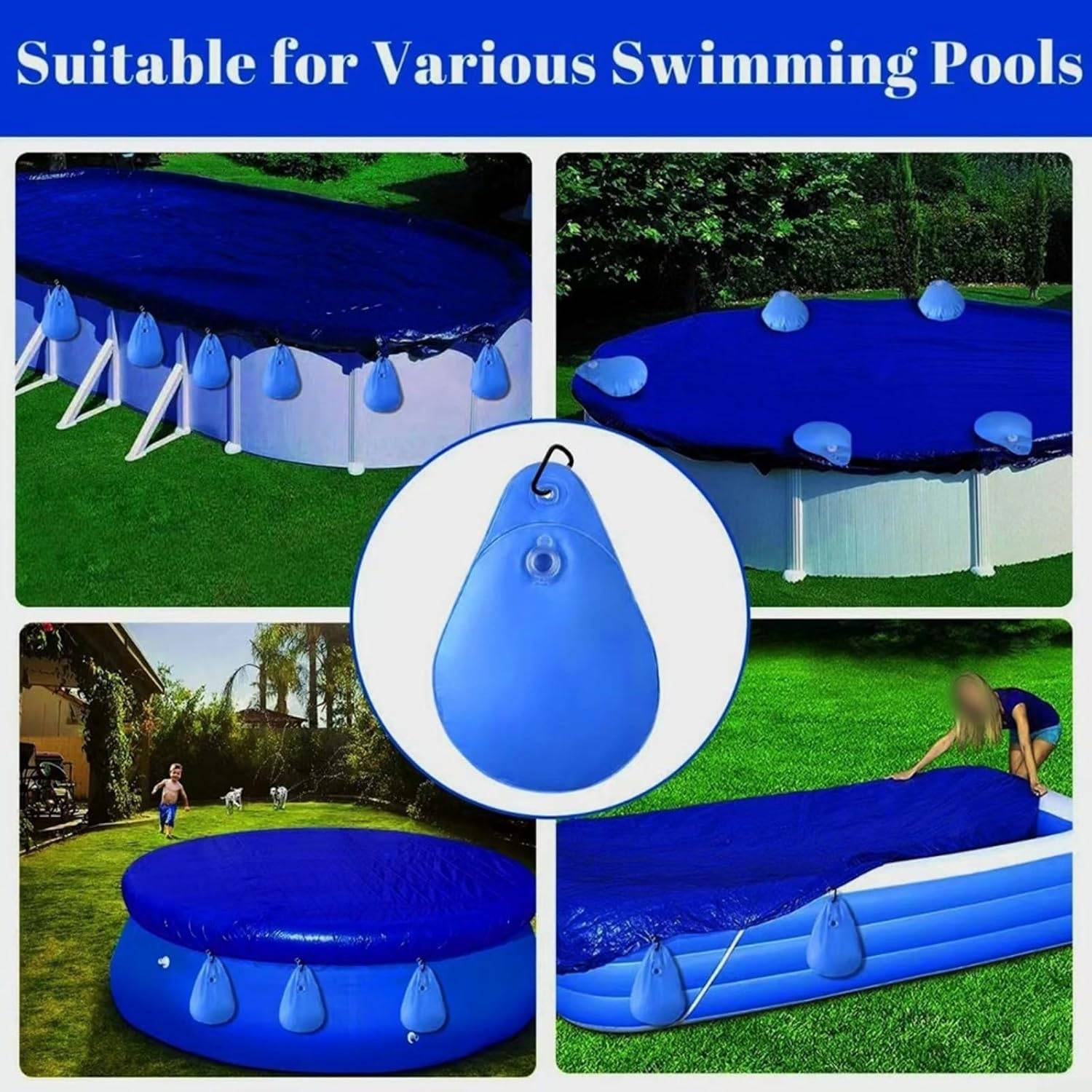 Accessoires de piscine -Lot de 8 sacs de suspension pour bâche de piscine, bleu foncé, avec crochets, 34,5 x 24 cm-Lytech - Image 5