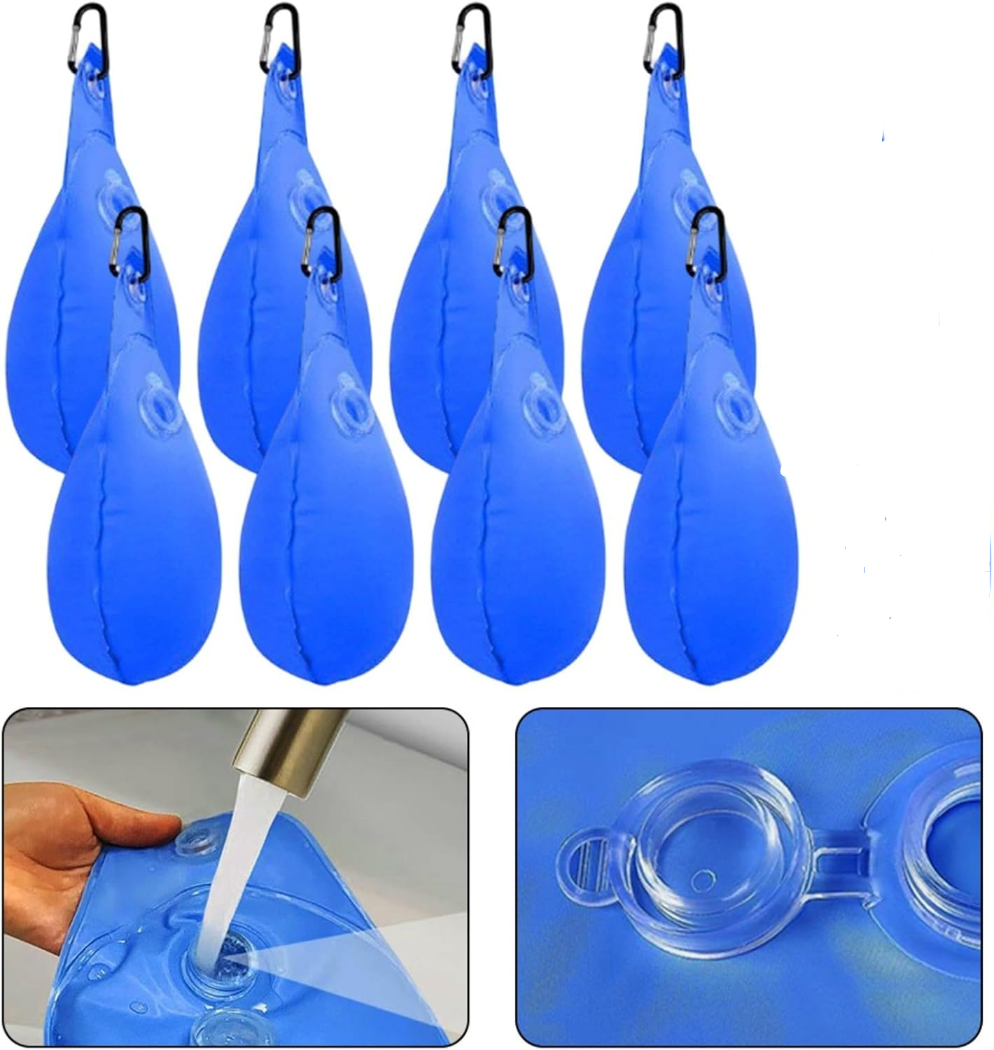 Accessoires de piscine -Lot de 8 sacs de suspension pour bâche de piscine, bleu foncé, avec crochets, 34,5 x 24 cm-Lytech - Image 3
