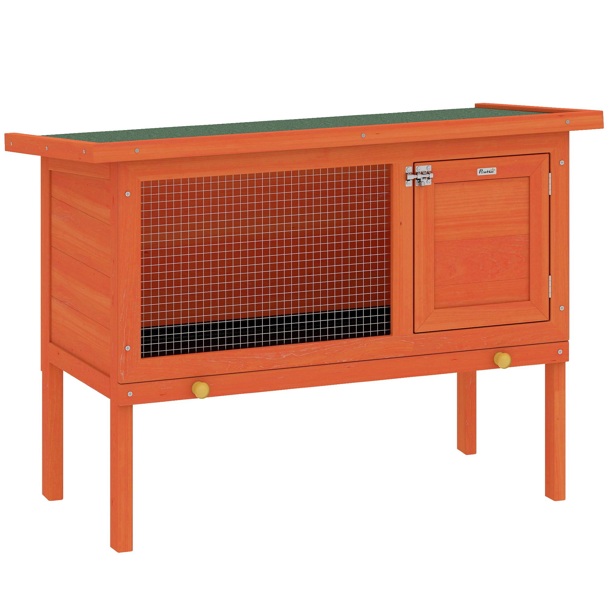 ComfortXL - Clapier extérieur pour lapin en bois de pin orange 90 x 45 x 65 cm avec toit ouvrant et bac amovible - Image 10