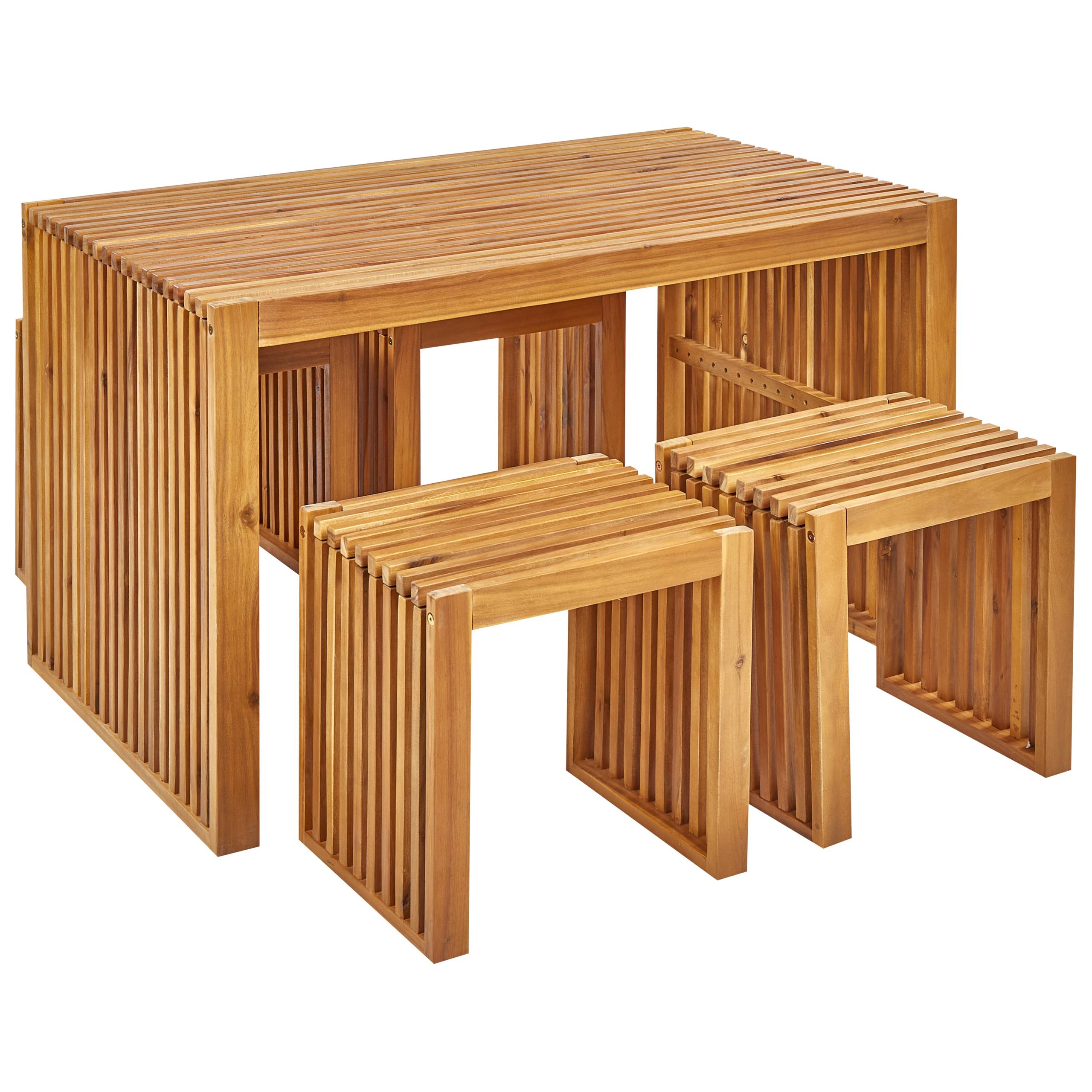Beliani - Set de salle à manger, 4 Personnes Acacia Marron BELLANO - 120x70x70- Beliani - Image 2