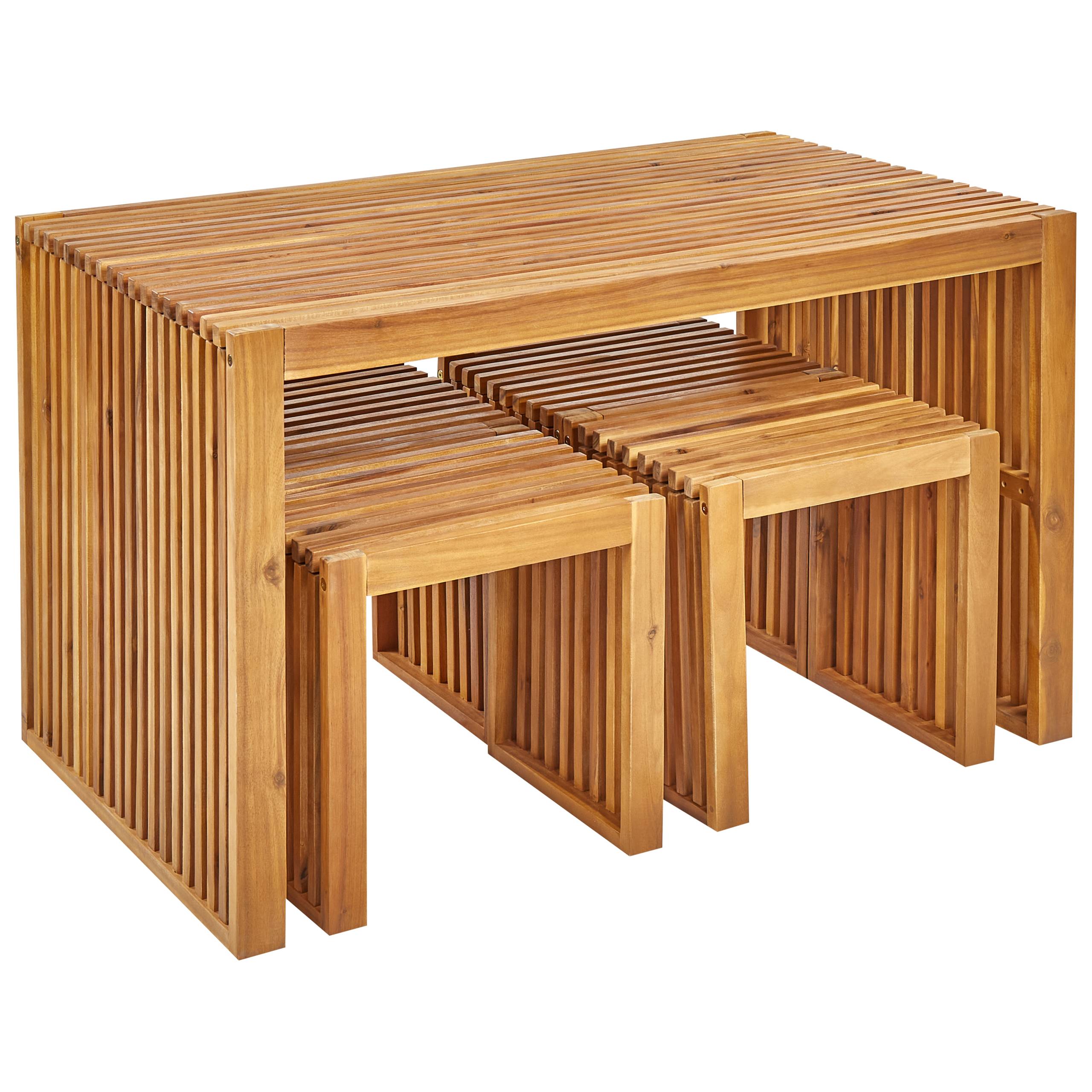 Beliani - Set de salle à manger, 4 Personnes Acacia Marron BELLANO - 120x70x70- Beliani - Image 4