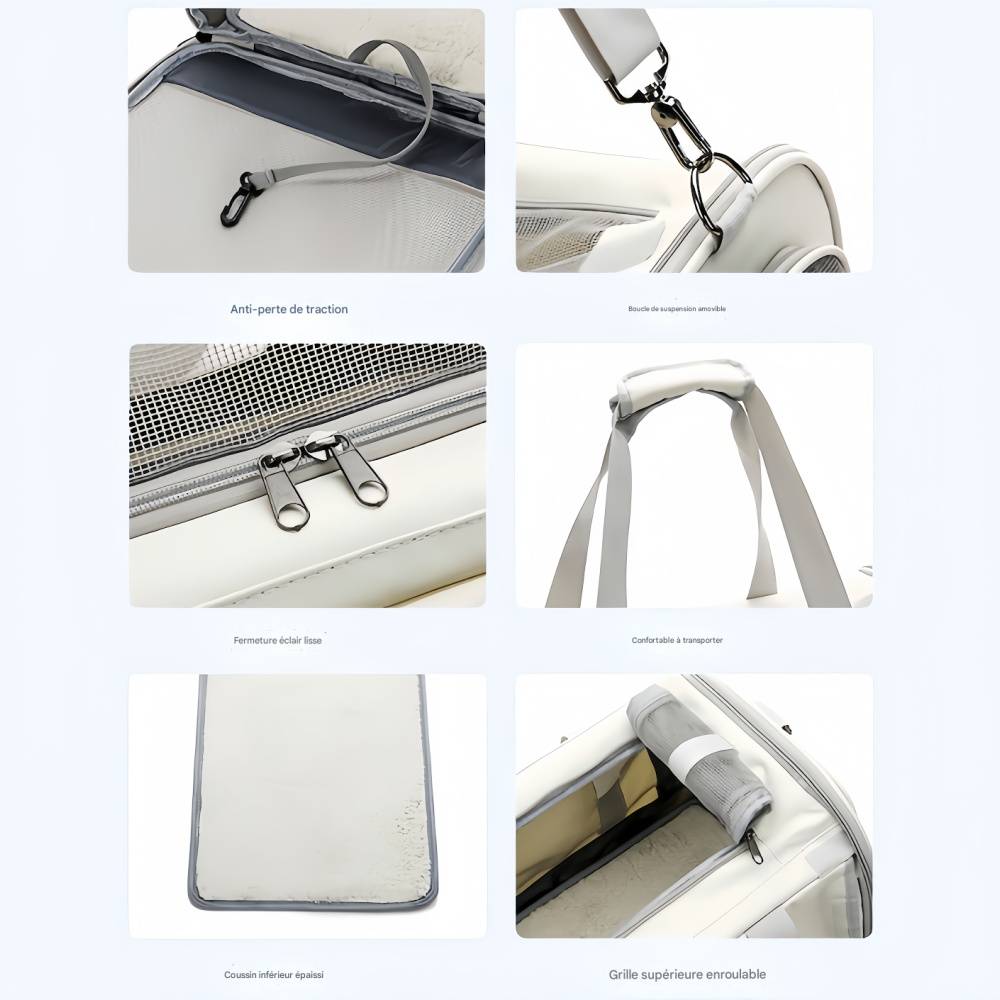Sac de transport pour chien et chat Blanc IntiMeg - Image 4