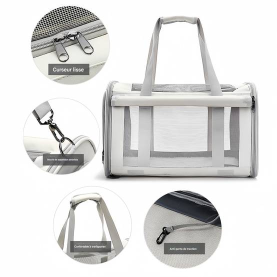 Sac de transport pour chien et chat Blanc IntiMeg - Image 8