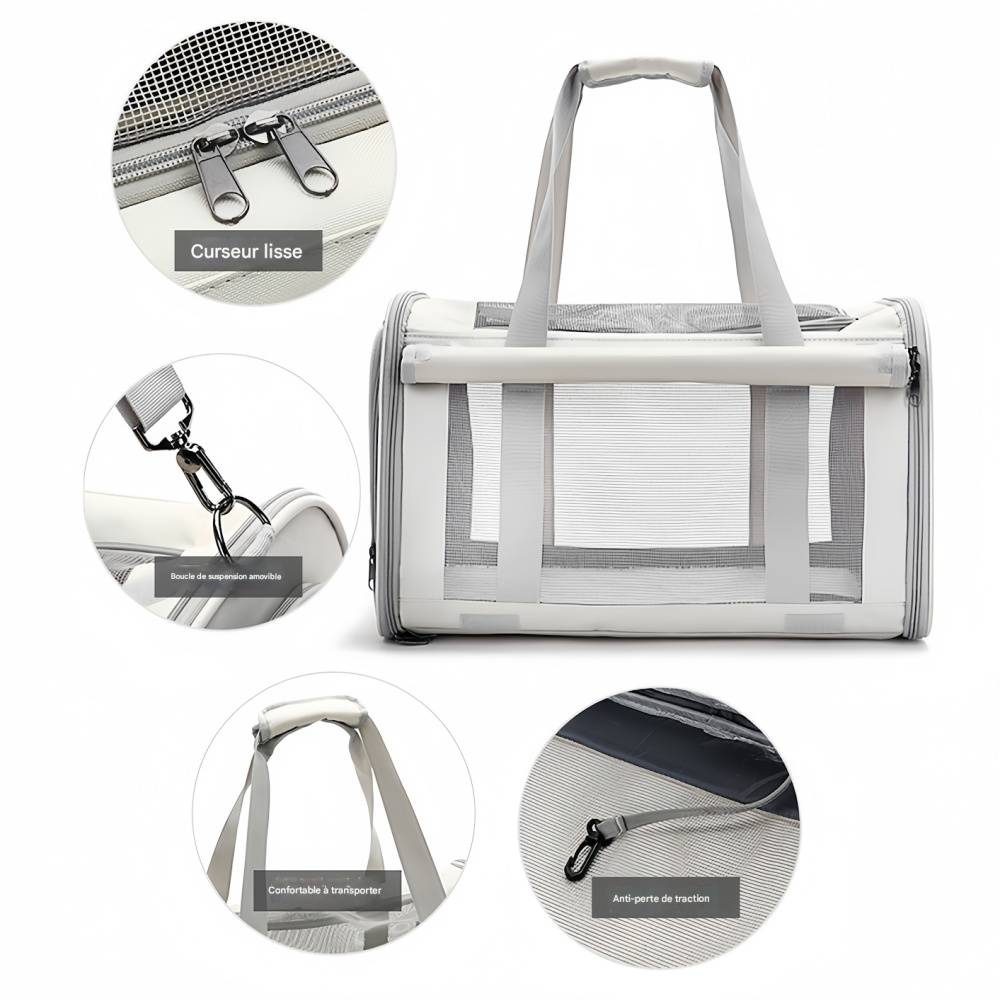 Sac de transport pour chien et chat Blanc IntiMeg - Image 8