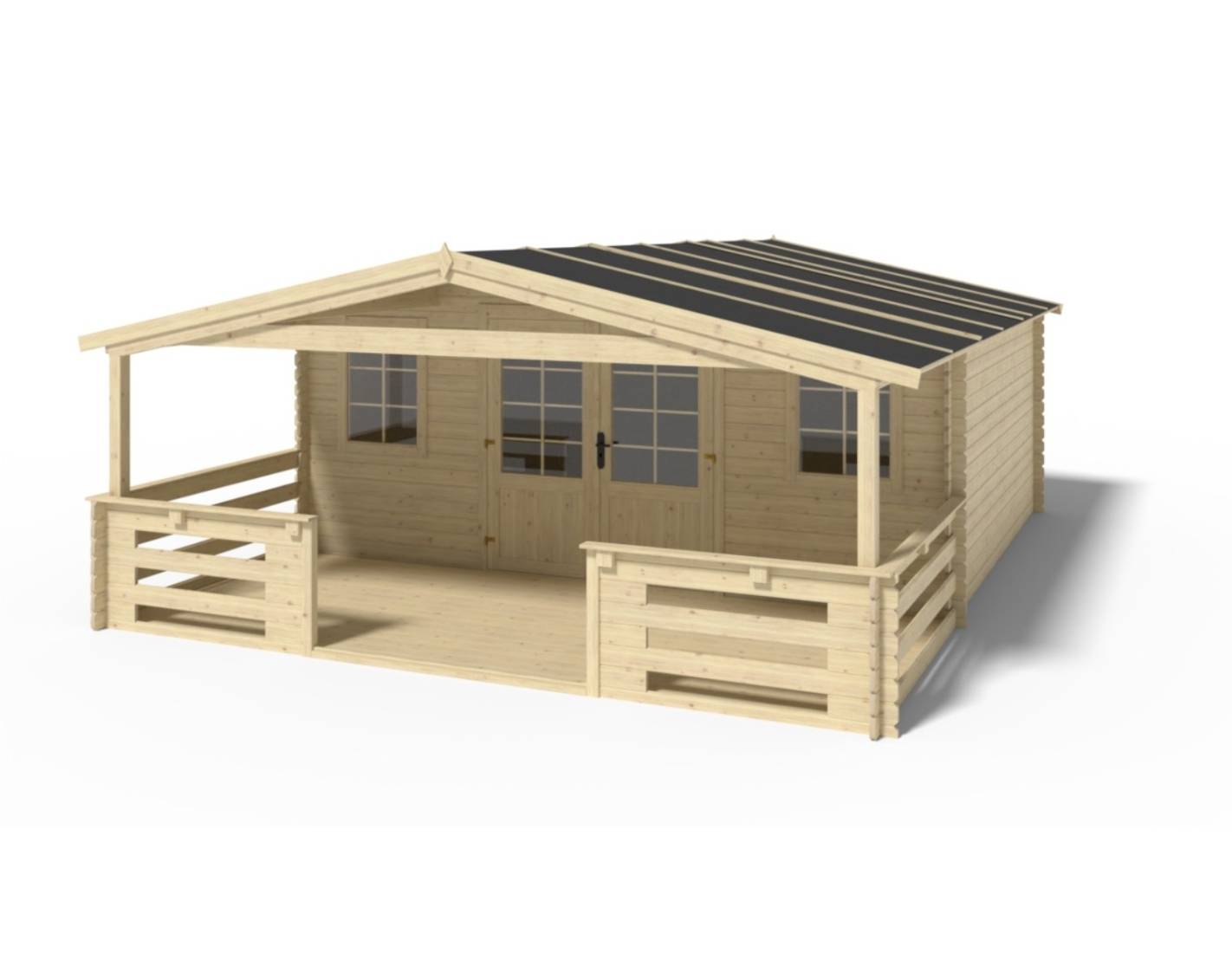 Altanka - Abri de jardin en bois - 5x4 m + terrasse avec balustrade et avant-toit en bois - 30 m2 - DOM526+DOM600+DOM601+POD04 - ALTANKA - Image 1