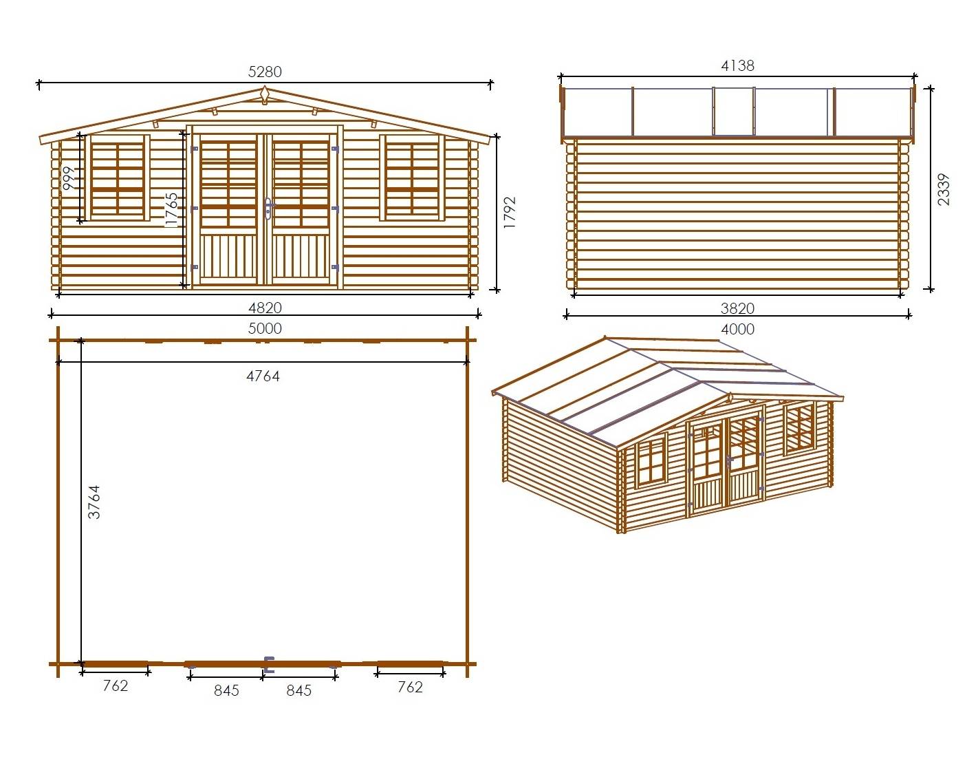 Altanka - Abri de jardin en bois - 5x4 m + terrasse avec balustrade et avant-toit en bois - 30 m2 - DOM526+DOM600+DOM601+POD04 - ALTANKA - Image 2