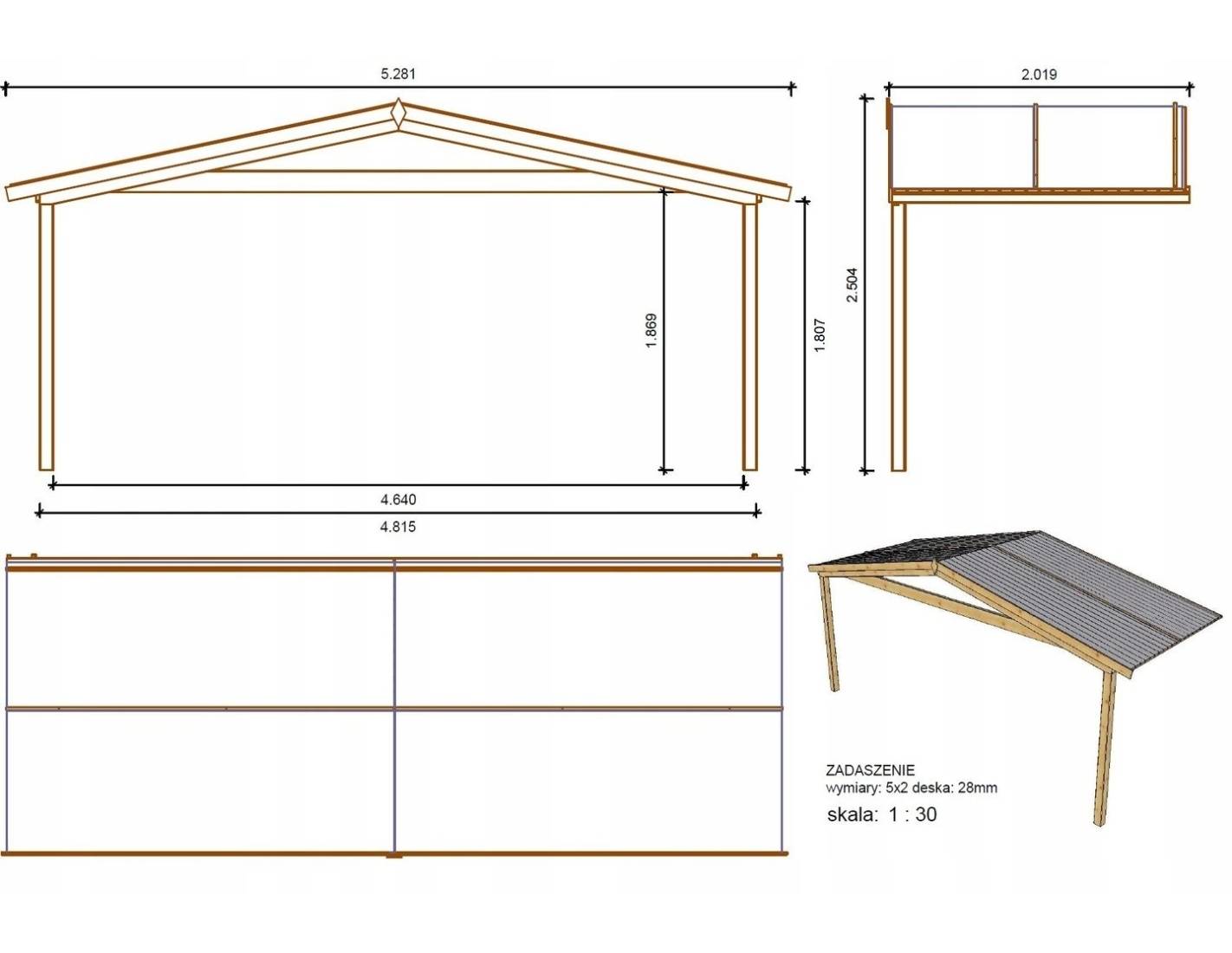 Altanka - Abri de jardin en bois - 5x4 m + terrasse avec balustrade et avant-toit en bois - 30 m2 - DOM526+DOM600+DOM601+POD04 - ALTANKA - Image 4
