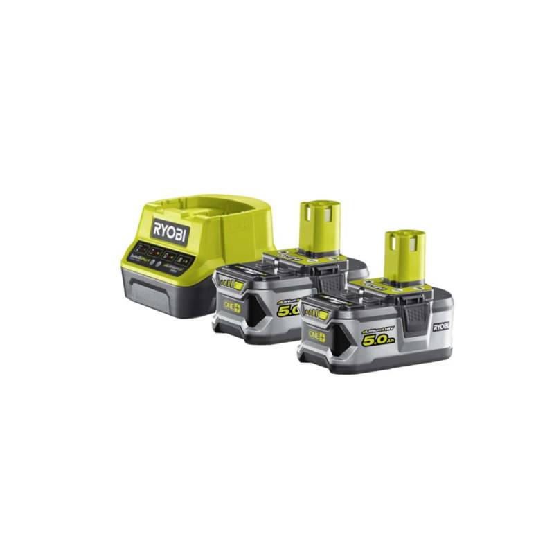 Ryobi - Pack 2 batteries RYOBI 18V One+ 5.0Ah LithiumPlus - 1 chargeur rapide 2.0Ah RC18120-250 - Image 1