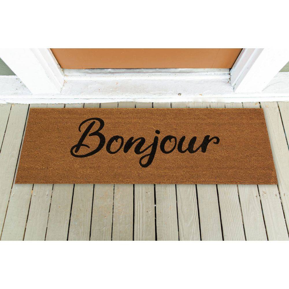 Aubry Gaspard - Paillasson grande taille en coco 120 x 40 cm Bonjour - Image 2