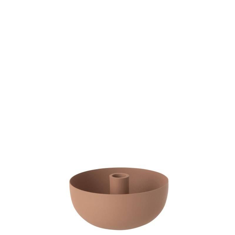 Photophore bol en métal rose 15x17x7cm - J-Line - Image 1