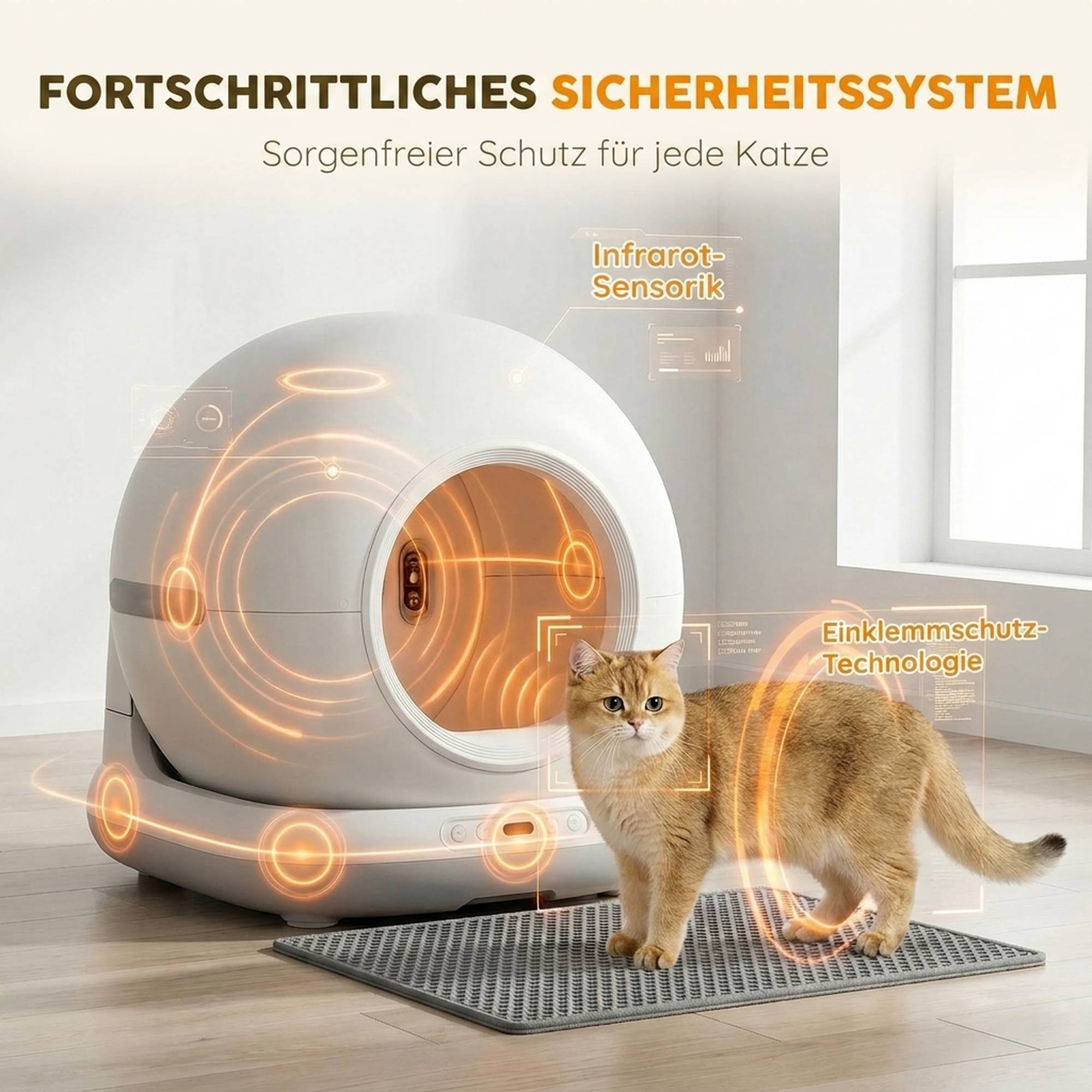 Bac à litière autonettoyant pour chat, XL 72 L, avec caméra HD, contrôle via application, sacs à litière, pour chats de 1 à 12 kg - Image 8