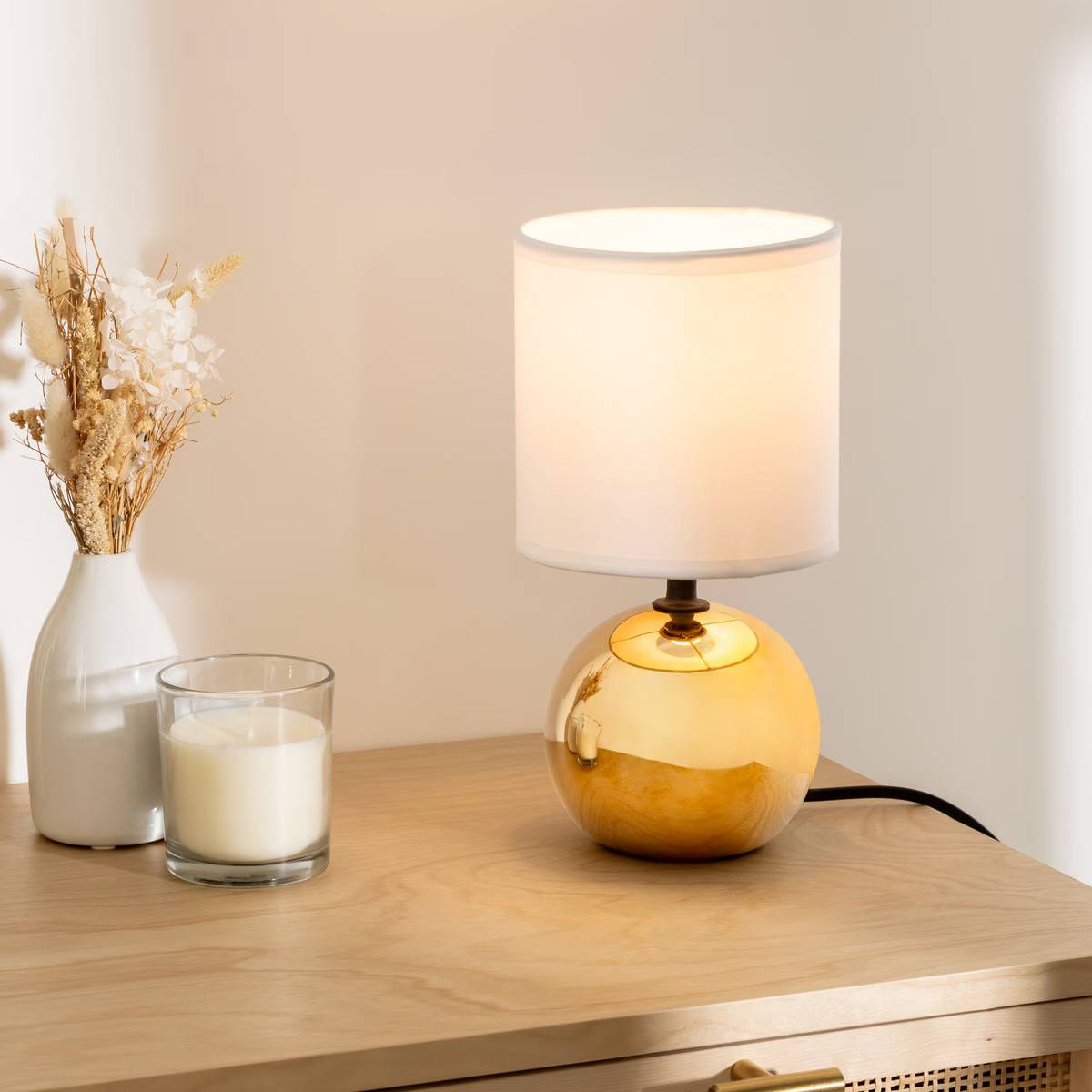 Lampe à Poser Céramique "Boule" 25cm Or - Image 4