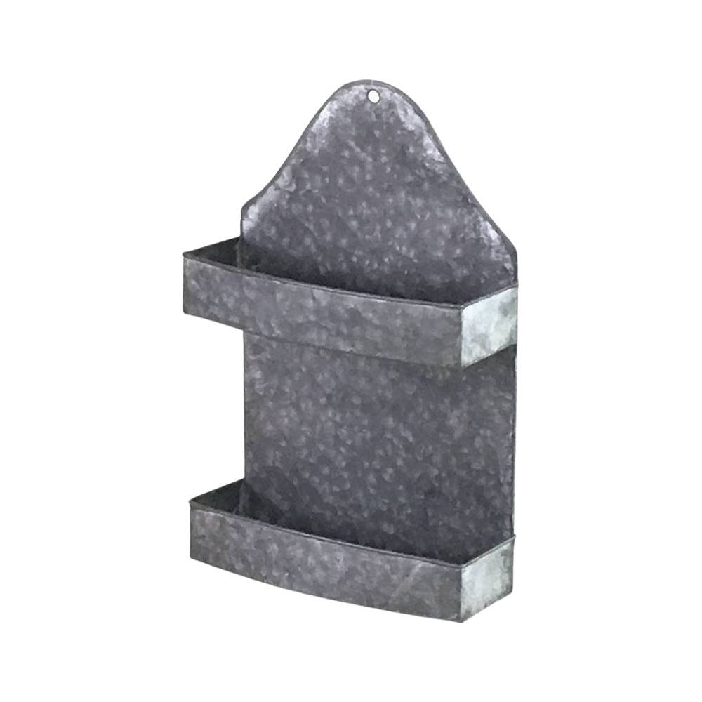Etagère murale en zinc gris 23 x 8.5 x 35.5cm Chemin de campagne - Image 1