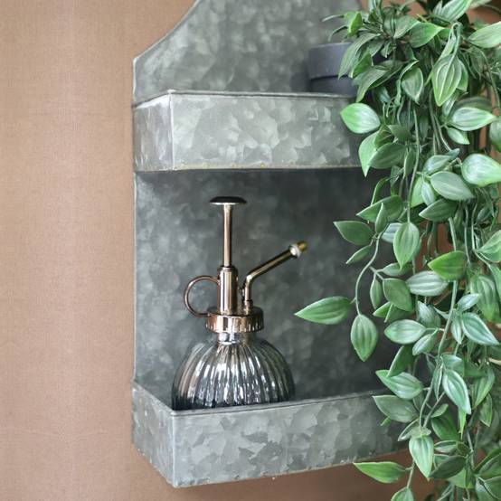 Etagère murale en zinc gris 23 x 8.5 x 35.5cm Chemin de campagne - Image 3