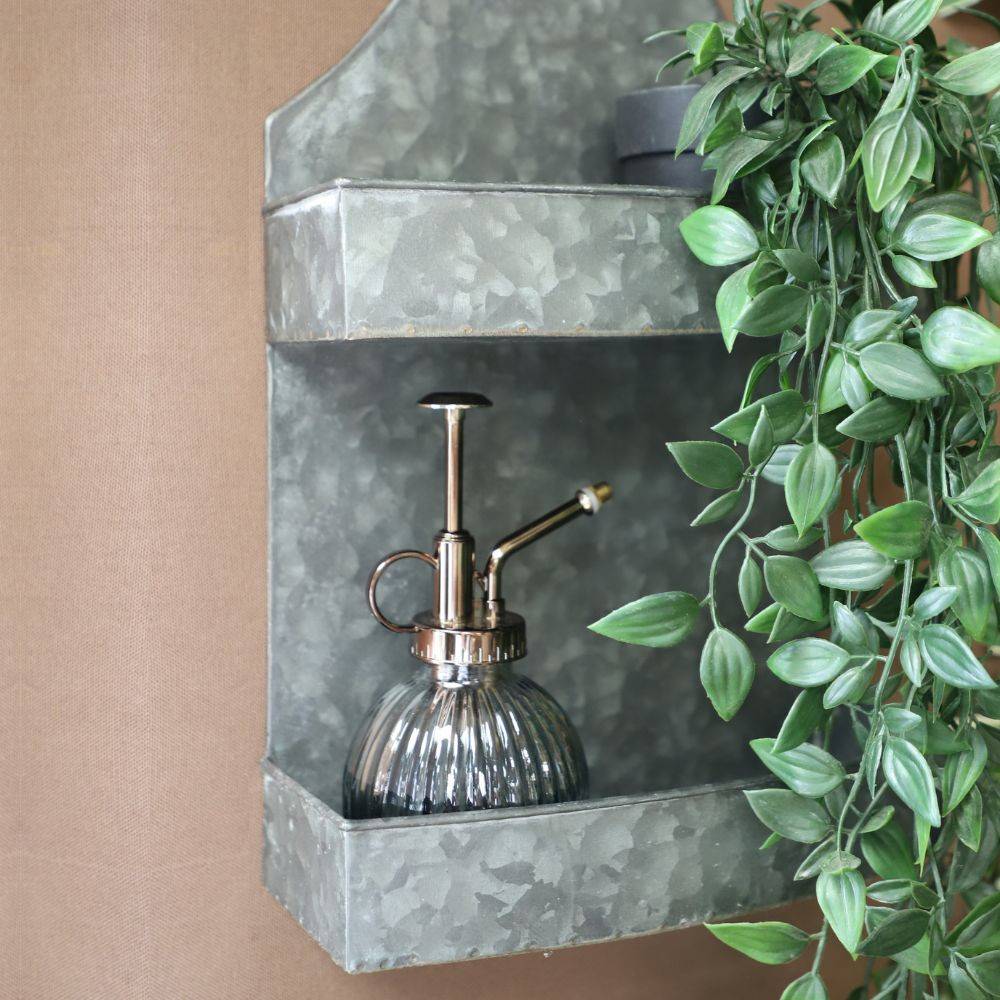 Etagère murale en zinc gris 23 x 8.5 x 35.5cm Chemin de campagne - Image 3